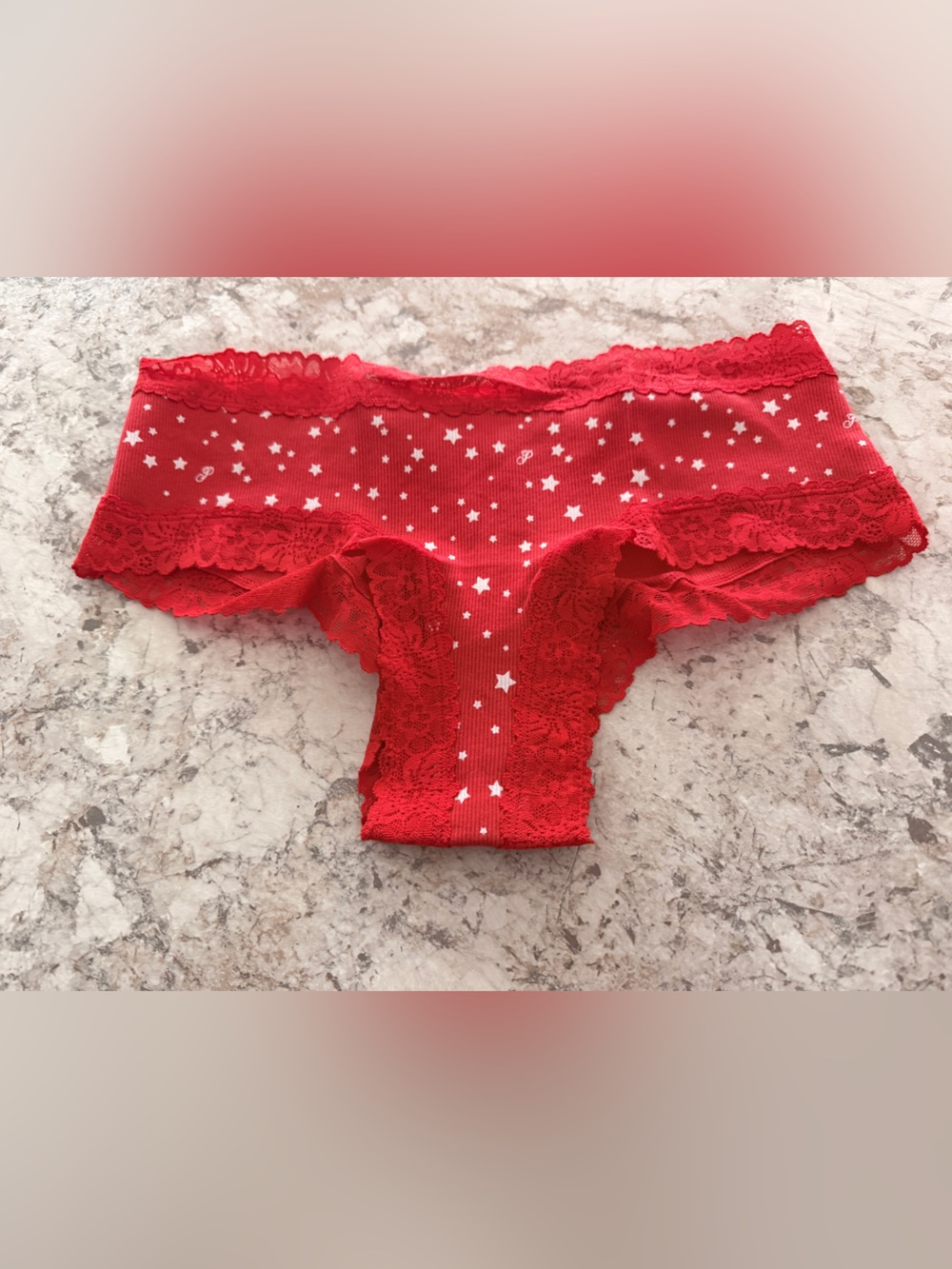 VS PINK Panty Fourth of July Star Ribbed Cheeky Medium NWT